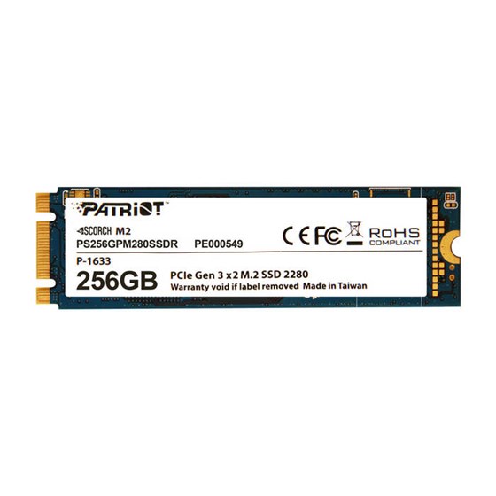 SSD 256GB Patriot Scorch M.2 2280 PCIe NVMe Gen3 x2 P/N: PS256GPM280SSDR