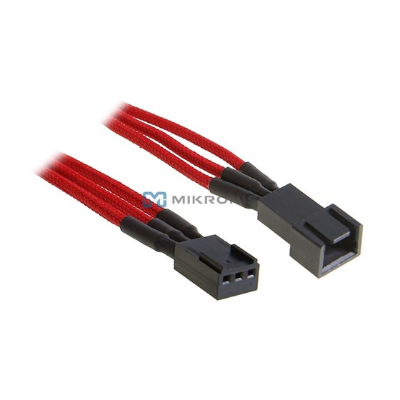 Kabel za napajanje ventilatora BitFenix 3-pin sleeved crveno/crni (ČIŠĆENJE ZALIHA) P/N: BFA-MSC-3F30RK-RP