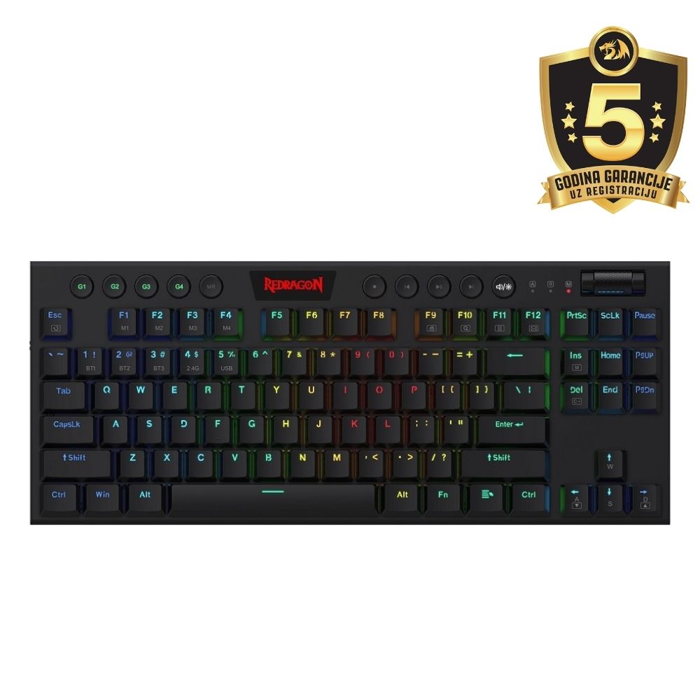 Tipkovnica Bežična REDRAGON HORUS TKL K621 RGB WIRELESS/WIRED/BT RED SWITCH Mehanička P/N: 6950376706539