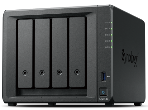 Synology DS423+ DiskStation 4-bay NAS Server, 2.5/3.5 HDD/SSD, 2GB DDR4, 2×G-LAN, USB3.2×2, Wake On LAN/WAN