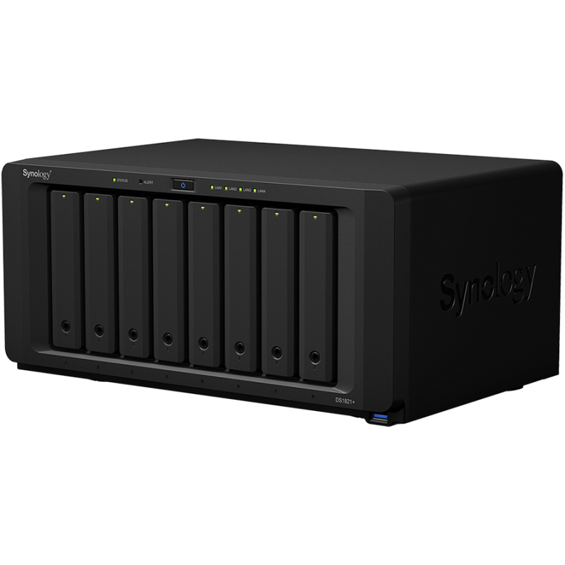 Synology DS1821+ DiskStation 8-bay NAS Server, 2.5/3.5 HDD/SSD/M.2, 4GB DDR4 , 4×G-LAN, USB3.0×4, ESATA×2, PCI-e, Wake On LAN/WAN