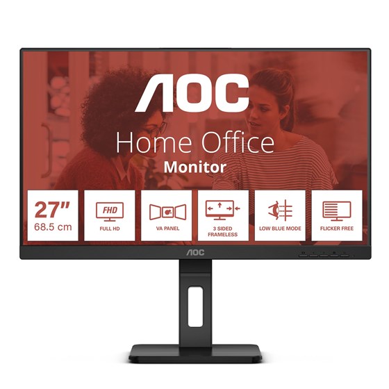 Monitor AOC 27E3QAF, 27'' Full HD 1920×1080, 75Hz, 4ms, 300cd/m2, VGA/HDMI/DP, zvučnici