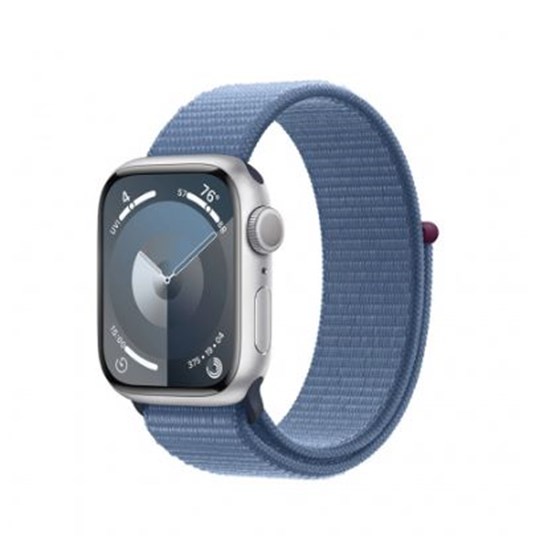 Apple Watch S9 GPS 45mm Silver Alu Case w Winter Blue Sport Loop, mr9f3qh/a