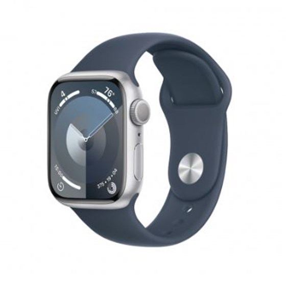 Apple Watch S9 GPS 41mm Silver Alu Case w Storm Blue Sport Band - S/M, mr903qh/a