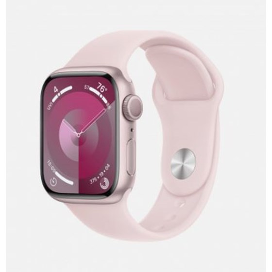 Apple Watch S9 GPS 41mm Pink Alu Case w Light Pink Sport Band - S/M, mr933qh/a
