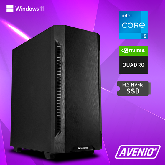 Avenio BaseWS Intel Core i5 14500 2.10GHz 32GB 1TB NVMe SSD WiFi Bluetooth W11P nVidia Quadro T1000 4GB GDDR6 P/N: 02270313